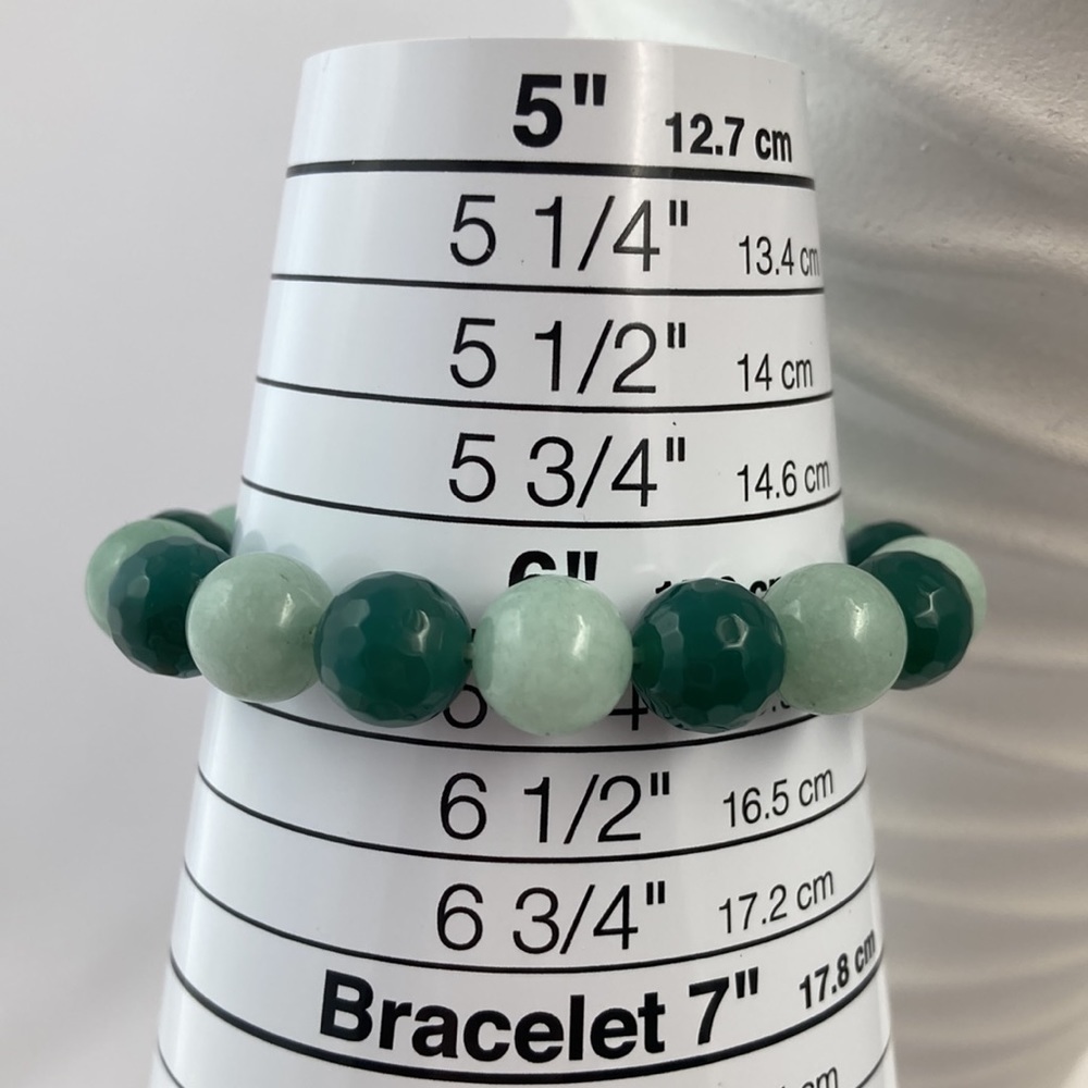 Amazonite and Green Agate Stretch Beaded Bracelet - Picture 5 of 10